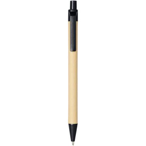 Stylo bille écologique rétractable avec corps en papier biodégradable et finitions en plastique de maïs de différentes couleurs. La couleur du carton recyclé peut varier.