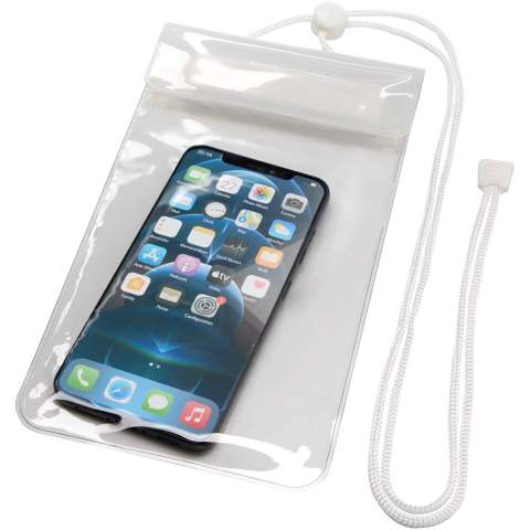 Waterdicht extra groot (XL) telefoonhoesje met IPX7-certificering, waardoor het apparaat beschermd blijft tegen waterschade. De meegeleverde lanyard kan gemakkelijk om de nek worden gedragen, waardoor het perfect is voor stranddagen, wandelingen of wateractiviteiten.