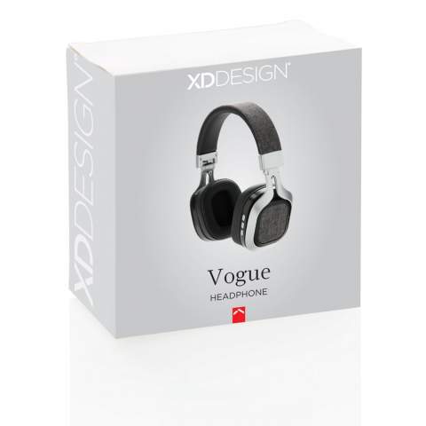 The Vogue headphone is a trendy fabric over ear headphone. With trendy fabric on the outside and comfortable PU on the ear cushions and headband it is ideal for long time wear. The headphone can be folded so it is easy to take on your travels. The Vogue headphone uses wireless BT 4.0 for optimal connection up to 10 metres. With built-in 200 mAh battery for listening to your favourite beats up to 6 hours. With hands-free function to answer calls.Including micro USB cable. Registered design®<br /><br />HasBluetooth: True