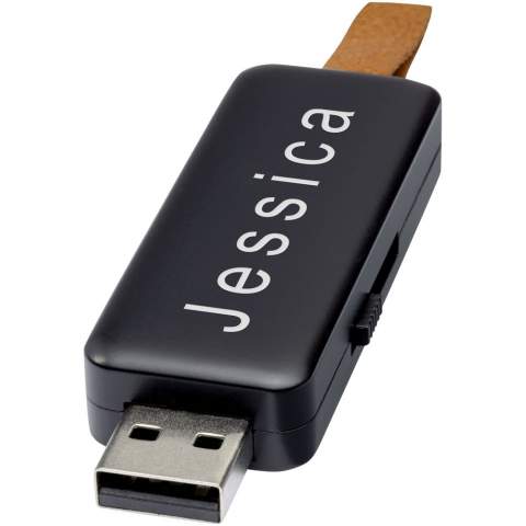 16 GB USB-Stick mit auffälligem Leuchtlogo-Effekt. USB 2.0 mit einer Schreibgeschwindigkeit von 3 MB/s und einer Lesegeschwindigkeit von 10 MB/s.