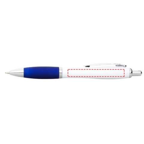 Ballpoint pen with click action mechanism and soft touch grip..