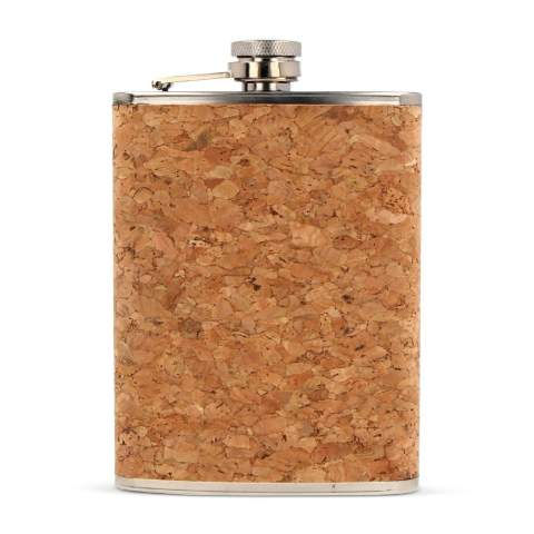 Entdecken Sie die Eleganz unseres Flachmanns aus Edelstahl mit 220 ml Fassungsvermögen und einer eleganten Korkhülle. Er verbindet zeitlosen Stil mit umweltfreundlichem Design, ist kompakt, schick und perfekt für den Luxus für unterwegs. Erhöhen Sie Ihre Trinkgewohnheiten, genießen Sie die Natur und erfreuen Sie sich an der Einfachheit eines jeden Tropfens.