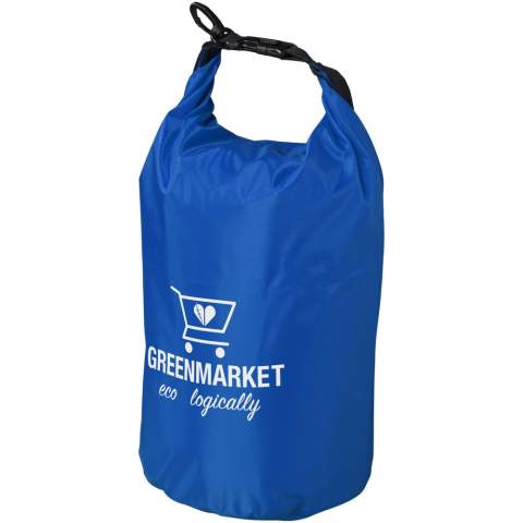Un sac imperméable idéal pour le plein air. La fermeture à rabat avec boucle en plastique permet de garder les objets de valeur au sec et en sécurité. Peut être facilement attaché à un sac ou à une ceinture. Lorsque déplié et maintenu, la capacité du sac est de 10 litres.