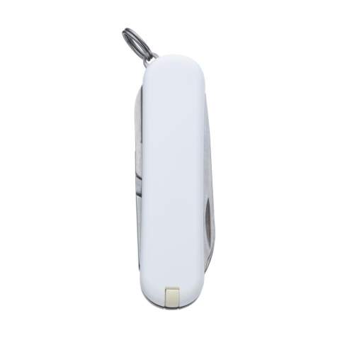 Original Swiss pocket knife from the Victorinox Officer's line: with ABS handle, connecting plates made from hard-anodised aluminium and tools made of 100% recycled steel. 5-pieces with 7 functions: knife, file with screwdriver, scissors, keyring, tweezers and toothpick. Includes instruction manual and lifetime warranty on material and manufacturing defects. Victorinox knives are a worldwide symbol for reliability, functionality and perfection. Please note local rules may apply regarding the possession and/or carrying of knives or multitools in public. Each item is individually boxed.
