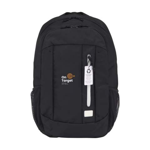 Complete 15.6-inch laptop backpack from the Case Logic brand. This backpack is made from 100% recycled polyester and recycled dobby materials. The backpack can be unzipped almost completely, so you can pack everything efficiently. The separate laptop compartment is suitable for laptops up to 15.6 inches and is equipped with protective foam. The spacious main compartment offers space for books, documents and folders and multiple compartments for storing cables, for example.  The zip pocket on the front is easy for things you want to have at hand and the handy mesh pockets on the side easily fit a drinking bottle. With adjustable, comfortable shoulder straps and a padded handle, this bag also has sturdy zips. The fully padded back panel guarantees extra comfort. Capacity approx. 23 litres.