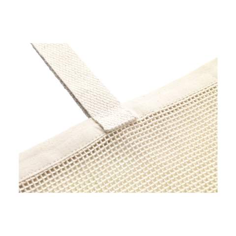 WoW! A sturdy mesh shopping bag made from 100% organic quality cotton (180 g/m²). Features a firmly woven base and long handles. Capacity approx. 12 litres.
