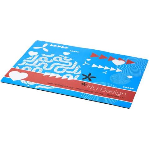 Enhance your workspace with the A2 desk mat, providing ample space and large branding areas for prominent logo placement. Durable and non-slip, it’s perfect for protecting desks and showcasing your brand. Supplied on a quality black foam base.