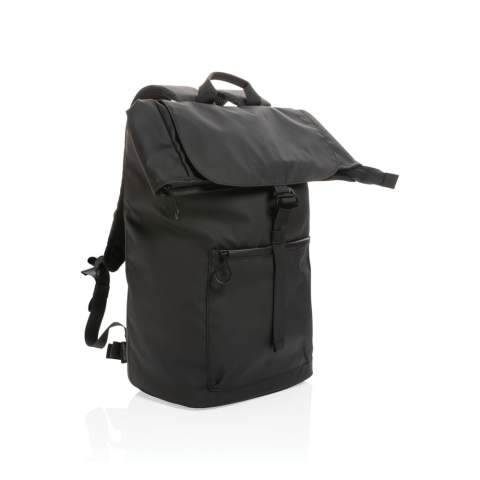 This Impact AWARE™ 300D waterresistant 15.6" laptop backpack is the ideal backpack for students and commuters alike. This super practical daypack guarantees quick access and protects your items from the rain. An inner pocket with a laptop compartment stows laptops securely and safely when you are caught in the rain. The bag has a padded back for extra comfort during your commute. The exterior and interior is made with 100% recycled polyester. With AWARE™ tracer that validates the genuine use of recycled materials. Each bag has reused 18 0.5L PET bottles. 2% of proceeds of each Impact product sold will be donated to Water.org. PVC free.<br /><br />FitsLaptopTabletSizeInches: 15.6<br />PVC free: true