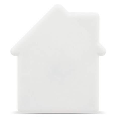 Cute white peppermint box in the shape of a house. The opening of the box is in the chimney. Circa seven grams of sugerfree peppermints. Available for full-colour digital print or pad print. Product safety directive on every tin.