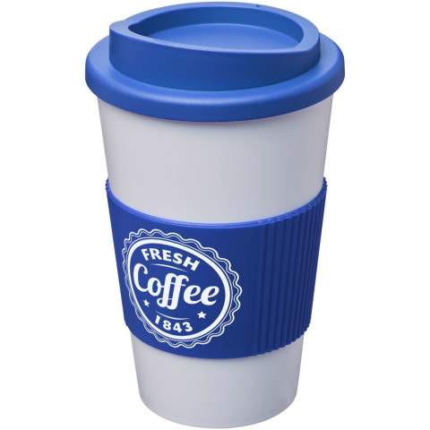 Dubbelwandig geïsoleerde beker met draaideksel en een siliconen grip. Volume 350 ml. Mix en match kleuren om je perfecte mok te creëren. Gemaakt in het Verenigd Koninkrijk. Verpakt in een gerecyclede PE plastic zak. BPA-vrij.