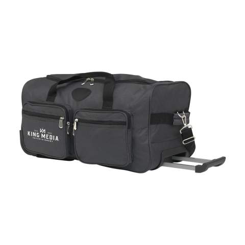Exklusive Trolleytasche  mit ausziehbarem Teleskopgriff,  2 Rollen, großem Hauptfach und 4 Reißverschlussfächern an der Vorderseite. Ausgeführt in wasserabweisendem Duo-Tone 600 D Polyester in Carréstruktur und ausgekleidet mit einem schicken Futter. Fassungsvermögen ca. 31,5 Liter.
