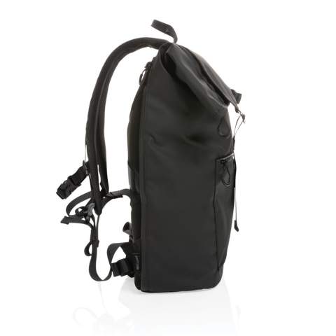 This Impact AWARE™ 300D waterresistant 15.6" laptop backpack is the ideal backpack for students and commuters alike. This super practical daypack guarantees quick access and protects your items from the rain. An inner pocket with a laptop compartment stows laptops securely and safely when you are caught in the rain. The bag has a padded back for extra comfort during your commute. The exterior and interior is made with 100% recycled polyester. With AWARE™ tracer that validates the genuine use of recycled materials. Each bag has reused 18 0.5L PET bottles. 2% of proceeds of each Impact product sold will be donated to Water.org. PVC free.<br /><br />FitsLaptopTabletSizeInches: 15.6<br />PVC free: true