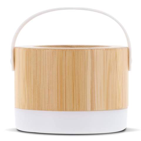 This wireless bamboo speaker is suitable for playing music or any other audio files. You can hold and carry the speaker by the small, movable handle.