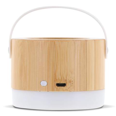 This wireless bamboo speaker is suitable for playing music or any other audio files. You can hold and carry the speaker by the small, movable handle.