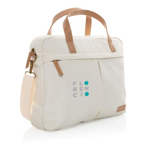 Maak het dagelijkse woon-werkverkeer een beetje makkelijker en een stuk stijlvoller met deze 16oz. laptoptas van gerecycled canvas. Deze tas heeft een gewatteerd 15,6-inch laptopvak en een ruim voor- en achtervak voor je andere dagelijkse benodigdheden. 2% van de opbrengst van elk verkocht Impact-product wordt gedoneerd aan Water.org. Samenstelling 60% gerecycled katoen en 40% gerecycled polyester Voering van 150D gerecycled polyester.<br /><br />FitsLaptopTabletSizeInches: 15.6<br />PVC free: true