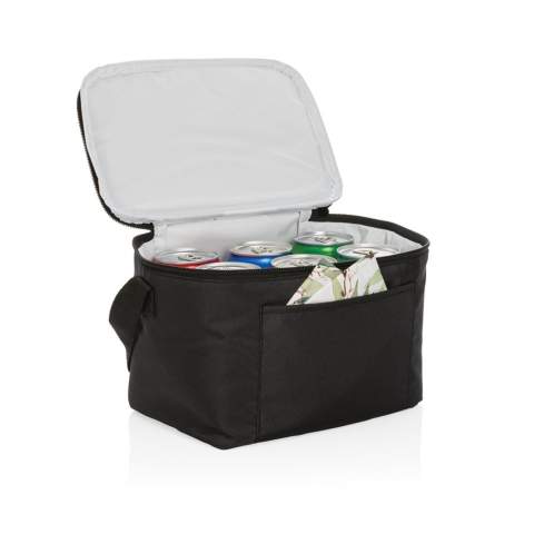 No greenwashing, but telling a true story about sustainability! This Impact cooler bag is made with 300D RPET with AWARE™ tracer. With AWARE™, the use of genuine recycled fabric materials and water reduction impact claims are guaranteed, by using the AWARE disruptive physical tracer and blockchain technology. Save water and use genuine recycled fabrics. With the focus on water 2% of proceeds of each Impact product sold will be donated to Water.org. Pack your favourite food or beverages in this cooler bag. The cooler bag will easily fit 6 cans and features an open front pocket and handle for easy carrying. By using this cooler bag you have reused 3,9 0.5 litre PET bottles and 2,32 litres of water. Water savings are based on figures when compared to conventional fibre. This calculated indication is based on reliable LCA data as published by Textile Exchange in their Material Snapshots 2016.