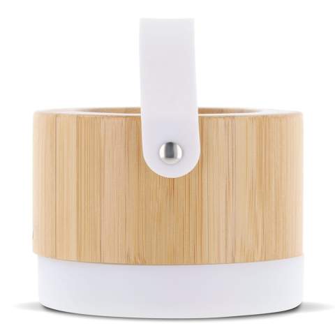This wireless bamboo speaker is suitable for playing music or any other audio files. You can hold and carry the speaker by the small, movable handle.