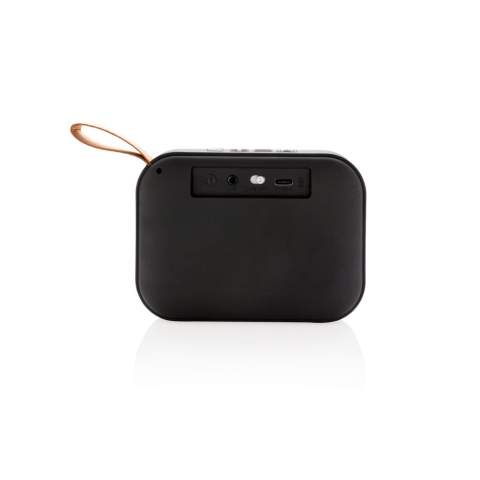 Haut-parleur 3W avec corps en ABS et finition soft touch, grille en tissu et le bas de l'enceinte est muni de bandes en caoutchouc pour une meilleure qualité sonore et une meilleure prise en main. Batterie 300 mAh pour une autonomie jusqu'à 3 heures sur une seule charge et une distance de connexion jusqu'à 10 mètres avec BT 5.0. Avec un câble USB-C pour charger le haut-parleur.<br /><br />HasBluetooth: True<br />NumberOfSpeakers: 1<br />SpeakerOutputW: 3.00