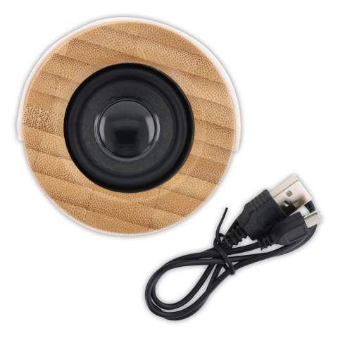 This wireless bamboo speaker is suitable for playing music or any other audio files. You can hold and carry the speaker by the small, movable handle.