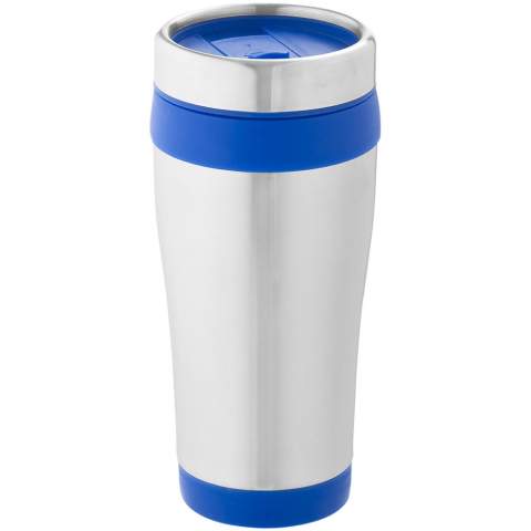 Whether for drinking a morning coffee when travelling or enjoying a nice cup of tea at the office, the Elwood tumbler offers the solution. The tumbler's insulated double-wall keeps drinks cold or hot for a long time. Because of the twist-on thumb-slide lid beverages are easy to drink. The combination of stainless steel and plastic makes the tumbler very strong, resistant to corrosion and easy to clean. Volume capacity is 410 ml.