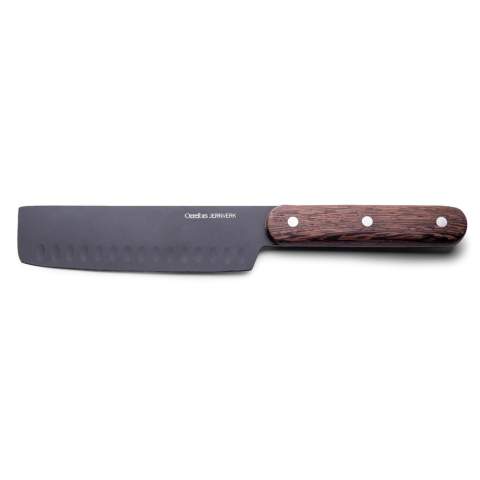 Beautiful design knife set from Orrefors Jernverk. These models are a "must" in the kitchen. A chef's knife (15 cm), a Japanese chef's knife (20 cm) and a tomato knife (13 cm) of the highest quality. Delivered in a beautiful gift box. The Swedish designer Jon Eliason is responsible for this modern design.