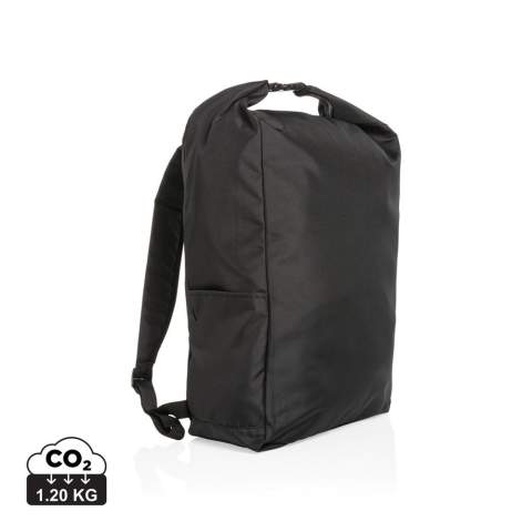 No greenwashing, but telling a true story about sustainability! This Impact 300D RPET rolltop backpack is made with AWARE™ tracer. With AWARE™, the use of genuine recycled fabric materials and water reduction impact claims are guaranteed, by using the AWARE disruptive physical tracer and blockchain technology. Save water and use genuine recycled fabrics. With the focus on water 2% of proceeds of each Impact product sold will be donated to Water.org. Keep it simple and stylish with this rolltop backpack. A perfect size for all your essentials. This backpack has reused 11,6 500ml PETbottles. Water savings are based on figures when compared to conventional fibre. This calculated indication is based on reliable LCA data as published by Textile Exchange in their Material Snapshots 2016.<br /><br />PVC free: true