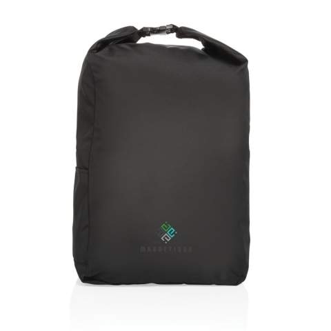 No greenwashing, but telling a true story about sustainability! This Impact 300D RPET rolltop backpack is made with AWARE™ tracer. With AWARE™, the use of genuine recycled fabric materials and water reduction impact claims are guaranteed, by using the AWARE disruptive physical tracer and blockchain technology. Save water and use genuine recycled fabrics. With the focus on water 2% of proceeds of each Impact product sold will be donated to Water.org. Keep it simple and stylish with this rolltop backpack. A perfect size for all your essentials. This backpack has reused 11,6 500ml PETbottles. Water savings are based on figures when compared to conventional fibre. This calculated indication is based on reliable LCA data as published by Textile Exchange in their Material Snapshots 2016.<br /><br />PVC free: true