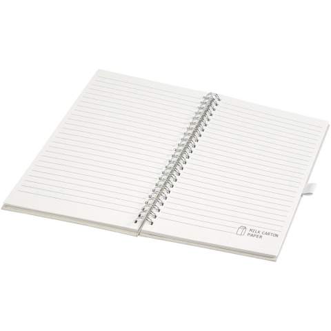 A5 size reference spiral notebook with 70 80 g/m² lined sheets, made from recycled milk cartons (up to 70%). Used milk cartons are collected, sorted, processed and turned into paper, truly turning waste into something useful.
