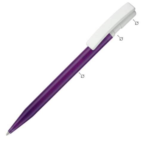 Kugelschreiber mit Bogenclip designed by Toppoint. Made in Germany. Zusammenstellbar in hardcolour und transparenten Teilen. Ausgestattet mit einer X20-Mine. Schreibleistung 2,5km. Die Schreibfarbe ist in blau, rot, schwarz oder grün ist wählbar