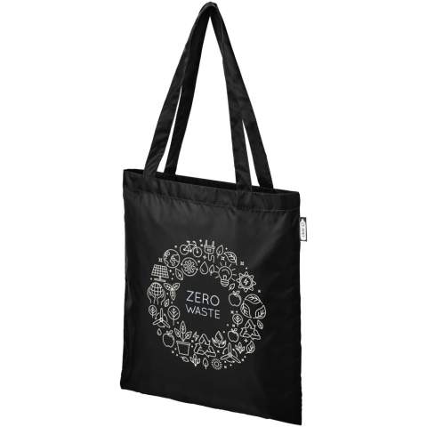 Durable bag made of 100% recycled, post-consumer plastic which contributes to the reduction of plastic waste. Features two handles with a dropdown height of 27 cm. Resistance up to 5 kg weight.