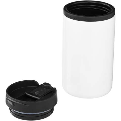 Le gobelet isotherme Mojave de 250 ml permet de conserver les boissons chaudes plus longtemps. Grâce à son design élégant mais épuré, tout logo placé sur ce gobelet attire l'attention. La combinaison de plastique PP et d'acier inoxydable fait du Mojave un gobelet solide, résistant à la corrosion et facile à nettoyer. Le couvercle à visser assure une ouverture et une fermeture en douceur du gobelet, et rend la boisson facile à boire.