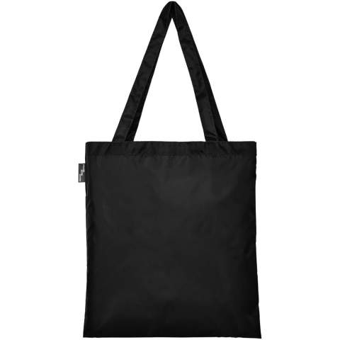 Durable bag made of 100% recycled, post-consumer plastic which contributes to the reduction of plastic waste. Features two handles with a dropdown height of 27 cm. Resistance up to 5 kg weight.