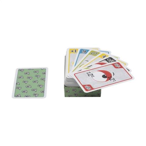 Assano card game with 55 fun, colourful playing cards made from sturdy 300-gram cardboard. Be the first to get rid of all your cards by matching the colour, number or symbol with the top card of the discard pile. A game for young and old. Packaged in a cardboard box and cellophane. You can add your full-colour design onto the back of the cards and also onto the box, creating a unique, personalised set to promote your brand with every game. Incl. instructions.