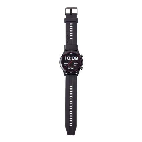 Smartwatch met lichaamstemperatuurthermometer, 1,3 inch-touchscreen en geïntegreerde camera. Houdt de dagelijkse fysieke activiteit bij en heeft een multisportmodus. Batterij 3,7 V / 240 mAh. RAM 128 KB / ROM 64 MB.