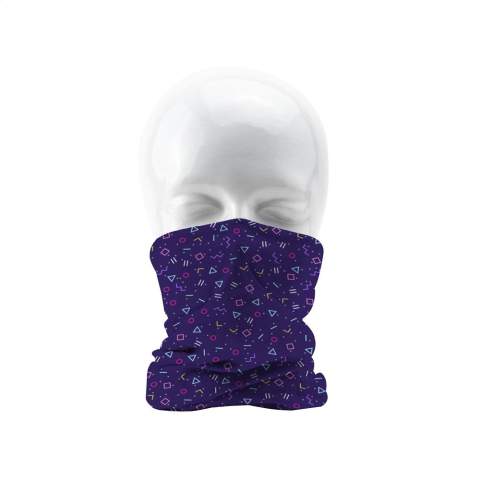 Multifunctional seamless bandana from RPET: 100% recycled from PET bottles (130 g/m²). This material is very comfortable. It breathes, absorbs and dries quickly. This trendy accessory can be worn in different ways: as a scarf, hairband, mask, headscarf or wristband. Protects against the sun and the cold. One size. Including full-colour sublimation print. Made in Europe.