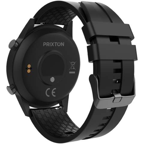 Smartwatch met lichaamstemperatuurthermometer, 1,3 inch-touchscreen en geïntegreerde camera. Houdt de dagelijkse fysieke activiteit bij en heeft een multisportmodus. Batterij 3,7 V / 240 mAh. RAM 128 KB / ROM 64 MB.