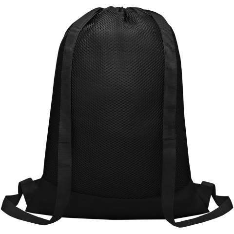 Drawstring backpack with main compartment and drawstring closure in matching colour. Features large and adjustable shoulder straps and sporty mesh polyester material. Resistance up to 5 kg weight.