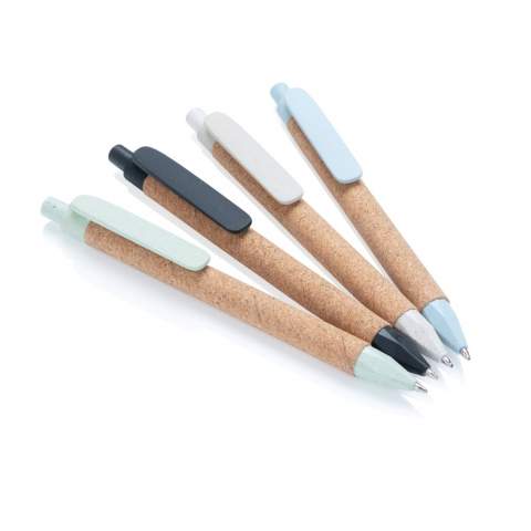 This ballpen is made out of wheat straw with cork. Including ca. 1200m writing length German Dokumental® blue ink refill with TC-ball for ultra smooth writing.