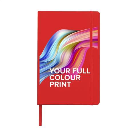 Notitieboek in A5-formaat. Met ca. 96 vel/192 pagina's crèmekleurig, gelinieerd FSC Mix gecertificeerd papier (80 g/m²). Met gebonden rug, harde kaft, opbergvak, sluitelastiek en zijden leeslint.