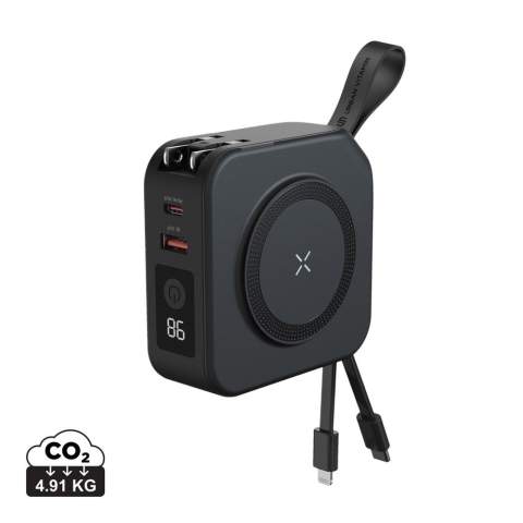 Saratoga 5 in 1 universal charger is the ultimate portable charger, equipped with interchangeable adaptors for seamless travel. Boasting a robust 10,000mAh battery, it provides extended usage time for your devices. With super-fast 15W integrated magnetic charger for the most recent IOS phones and newest generation Android phones. Moreover, it incorporates a built-in cable tailored for IOS devices and a USB-C cable to facilitate the charging of Android devices and new generation IOS devices. With its rapid PD 20W USB-C capability, you can recharge your PD-enabled device up to 50% in under 30 minutes. Includes AU, EU, UK, US & Asia adaptors. The charger can charge up to five items at the same time and the powerbank itself is charged while you charge your mobile devices when inserted into a power socket. So always wake up in the morning with a fully charged phone and a fully charged powerbank. Urban Vitamin items are made without PVC and packed in plastic reduced packaging.<br /><br />WirelessCharging: true<br />PowerbankCapacity: 10000<br />PVC free: true