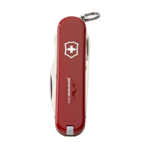 Pocket tool from the Victorinox brand, with ABS handle and tools made from 100% recycled steel. This tool has no knife and is therefore permitted in hand luggage on flights. 4-piece with 7 functions: scissors, combination tool with bottle opener, Phillips screwdriver and wire stripper, key ring, tweezers and toothpick. Includes instruction manual and lifetime warranty on material and manufacturing defects.     Victorinox knives are a worldwide symbol for reliability, functionality and perfection. Please note local rules may apply regarding the possession and/or carrying of knives or multitools in public. Packed individually.
