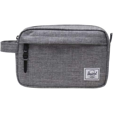 The Herschel Chapter travel kit – the perfect companion for longer trips. Use it to effortlessly store your toothbrush and toiletries, or expand its horizons and keep your small essentials like socks, chargers, guidebooks, and maps perfectly organized in your luggage. The 600D fabric is expertly fashioned from 100% recycled post-consumer water bottles, making it both eco-friendly and durable. The waterproof zippered closure ensures your essentials remain protected, while the convenient side handle offers ease of carrying. The Herschel Chapter is designed with extra organizing options, featuring a zippered front pocket and an internal mesh storage sleeve, providing you with unparalleled storage options. Adventure awaits, and the Herschel Chapter is ready to join you on your next journey.