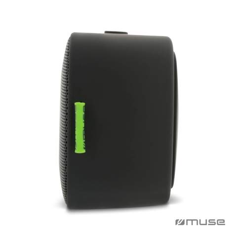 This mobile bluetooth speaker is small, compact and easy to carry. The built-in multicolor disco light creates a mini disco anywhere. Via bluetooth, you can easily listen to the music on your smartphone or tablet. The speaker also has an AUX connection so external devices can be connected.
