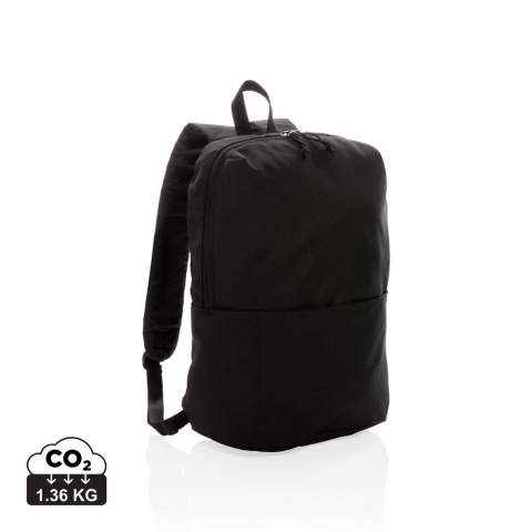 This casual backpack is a simplistic and practical carry-all for everyday use. The backpack is made from durable polyester fabric and features a streamlined design. This backpack has a roomy main compartment to hold your daily essentials as well as a separate front zipper pocket to hold other small personal items and two side pockets for your water bottle and umbrella. PVC free.<br /><br />PVC free: true