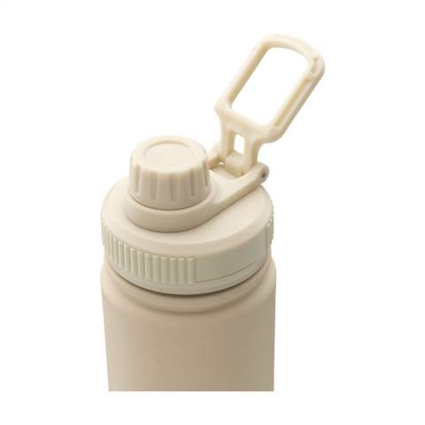 WoW! Bouteille d'eau mince à simple paroi en acier inoxydable recyclé. Le bouchon à vis est doté d'une ouverture verrouillable pour boire et d'un anneau de transport pratique. Anti-fuite. Ne passe pas au lave-vaisselle. Une bouteille idéale à emporter à la salle de sport. Certifié RCS. Matière recyclée totale : 74%. Capacité 800 ml. L'inox peut être recyclé de nombreuses fois tout en conservant en grande partie la qualité du matériau. En utilisant de l'acier inoxydable recyclé, on a besoin de moins de nouvelles matières premières. Cela signifie moins de consommation d'énergie et moins d'utilisation d'eau. Un choix responsable.