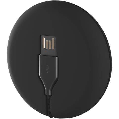3-in-1 recycled PET light-up logo charging and data transfer cable with reel fitted with three connectors (Type C, Android, iPhone). Compatible with Apple CarPlay and Android Auto. Comes with a silicone storage pouch making it the perfect on-the-go accessory. Packaging is made of recycled paper and recycled plastic.