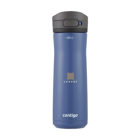 Dubbelwandige, vacuümgeïsoleerde RVS Contigo® waterfles met AUTOPOP®-technologie. Gesloten wordt de drinktuit beschermd tegen vuil en microben. De fles is alleen geschikt voor koude, niet-koolzuurhoudende dranken. Deze blijven tot 24 uur koud. Dankzij het lekvrije ontwerp mors je niets in je auto, op je bureau of waar je ook bent. Met het geïntegreerde handvat kun je de fles gemakkelijk meenemen. Past in de meeste bekerhouders. De fles en het deksel zijn vaatwasserbestendig (in het bovenste rek plaatsen). Voor behoud van de opdruk wordt met de hand afwassen aanbevolen. Inhoud 590 ml.     VOORRAAD INFORMATIE: Tot 1.000 stuks beschikbaar binnen 10 werkdagen. Uitzonderingen voorbehouden.     Contigo: Dé uitblinker in kwaliteit, vormgeving en technologie. Direct herkenbaar aan de strakke en stijlvolle vormgeving, stevig en sterk. De innovatieve waterflessen en thermosbekers zijn geurloos, smaakvrij en BPA-vrij. De drinkflessen zijn met één hand te bedienen en gegarandeerd 100% lekvrij, dus overal en altijd te gebruiken. Met 2 jaar fabrieksgarantie.