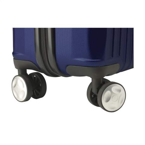 Valise à roulettes légère, tendance, fabriquée en 100% ABS avec d'aspect métallique. Avec un compartiment principal  spacieux, 4 doubles roues, poignée extensible et serrure à combinaison. Capacité env. 35 litres.