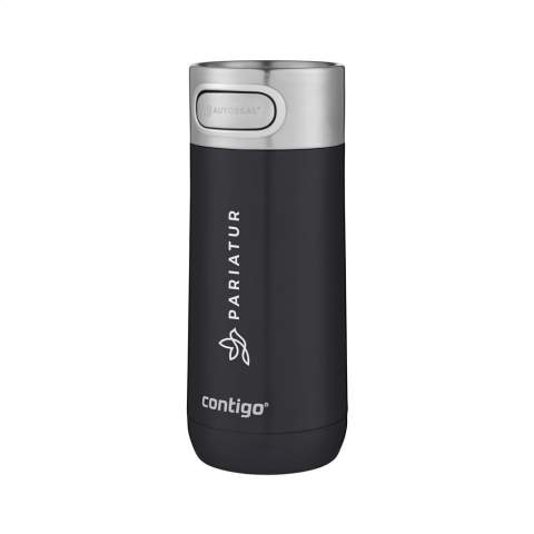 Double-walled, vacuum-insulated stainless steel Contigo® thermo cup. With metallic finish. Beautiful straight, timeless design in a perfect size. The lid has a high-quality brushed stainless steel finish all around. The AUTOSEAL® technology with extra safety clasp guarantees a 100% spill proof and leak proof experience. THERMALOCK™ technology keeps drinks cold up to 5 hours and hot up to 12 hours. Easy clean. Lid and body are  top-rack dishwasher-safe. Washing by hand is recommended to preserve the imprint. Capacity 360 ml.     STOCK AVAILABILITY: Up to 1000 pcs accessible within 10 working days plus standard lead-time. Subject to availability.       Contigo: The best in quality, design and technology. Immediately recognisable by its sleek and stylish design, strong and solid. The innovative Contigo water bottles and thermo cups are odourless, tasteless and BPA-free. The drinking bottles are operated one-handed and guaranteed to be 100% leak proof, so can be used anywhere, anytime, also on the go. Comes with a 2-year manufacturer's warranty.