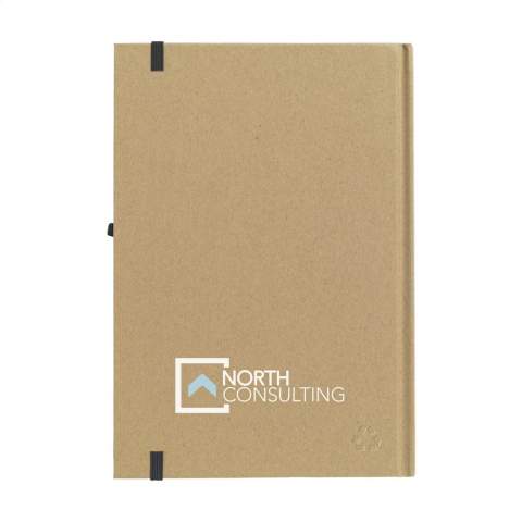 Milieuvriendelijk, A5 formaat notitieboekje van gerecycled materiaal. Met ca. 80 vel/160 pagina's crèmekleurig, gelinieerd papier (70 g/m²), een handige penlus en elastische sluiting.